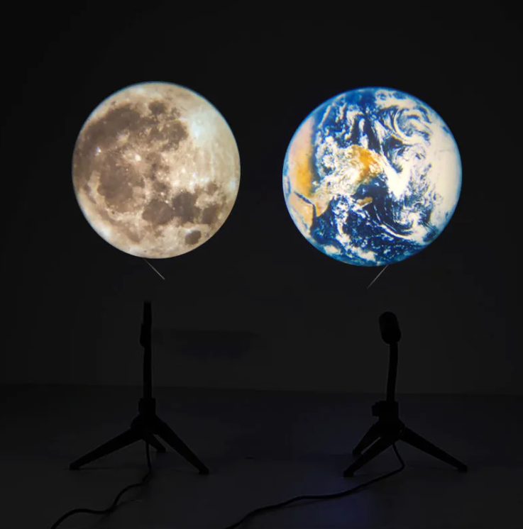 Moon & Earth Projection Lamp – Realistic Space Night Light for Bedroom & Desk