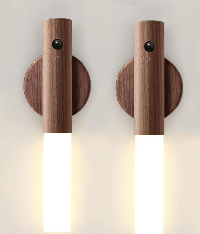 Induction Wall Night Light – Minimalist Wooden Touch Lamp for Bedroom & Hallway