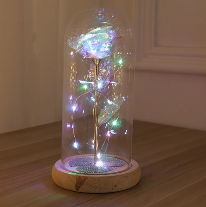 Rose Night Light – LED Glass Dome Flower Lamp for Bedroom & Gifting