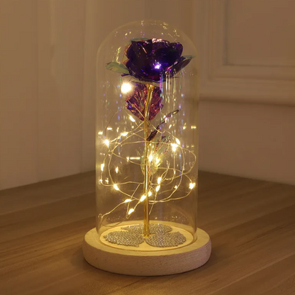 Rose Night Light – LED Glass Dome Flower Lamp for Bedroom & Gifting