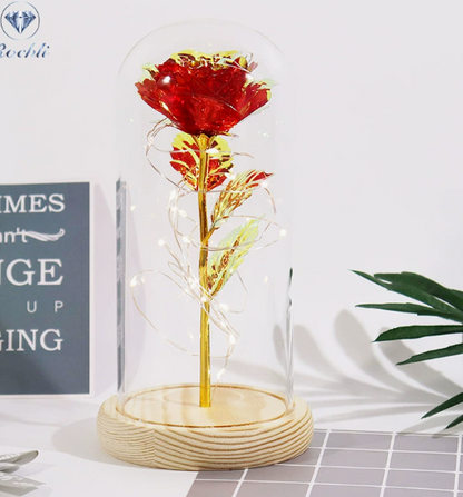 Rose Night Light – LED Glass Dome Flower Lamp for Bedroom & Gifting