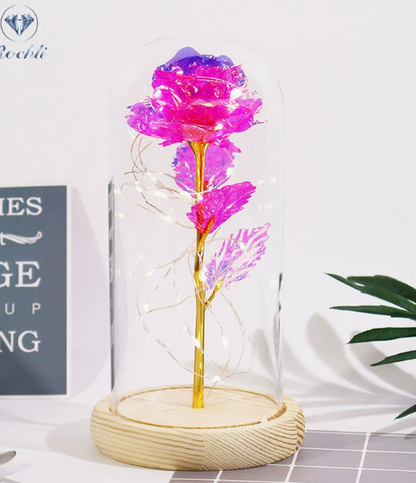 Rose Night Light – LED Glass Dome Flower Lamp for Bedroom & Gifting