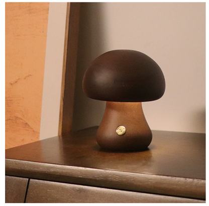 Mushroom Table Lamp – Minimalist Wooden Ambient Night Light for Bedroom & Desk
